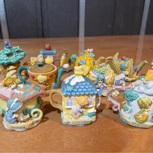 Complete 1999 Precious Moments Mini Teapot Monthly Set Anesco/Avon Exclusive